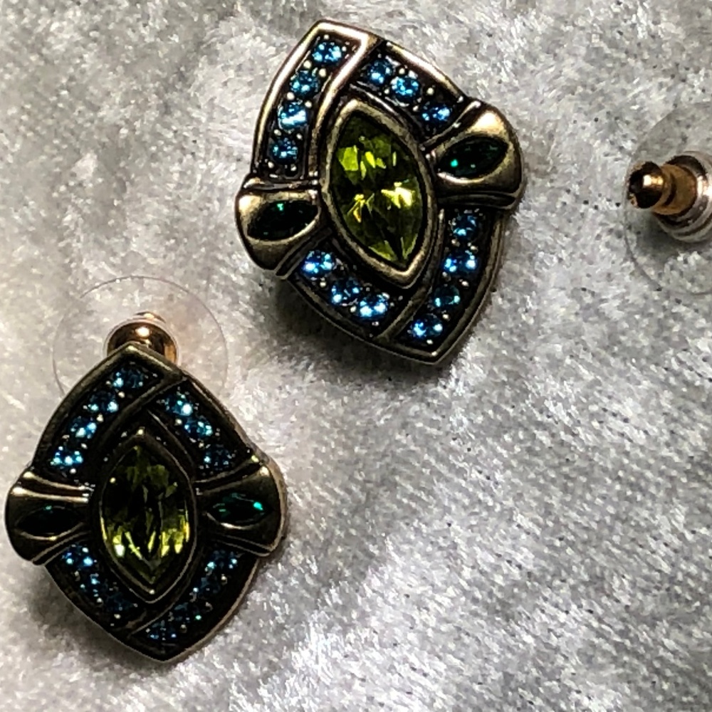 LA VINTAGE AZTECA BRONZETONE EARRINGS